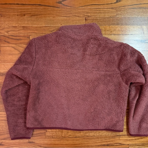 Girlfriend Collective sherpa Fuzzy Quarter zip pink maroon burgundy size small - Picture 6 of 7